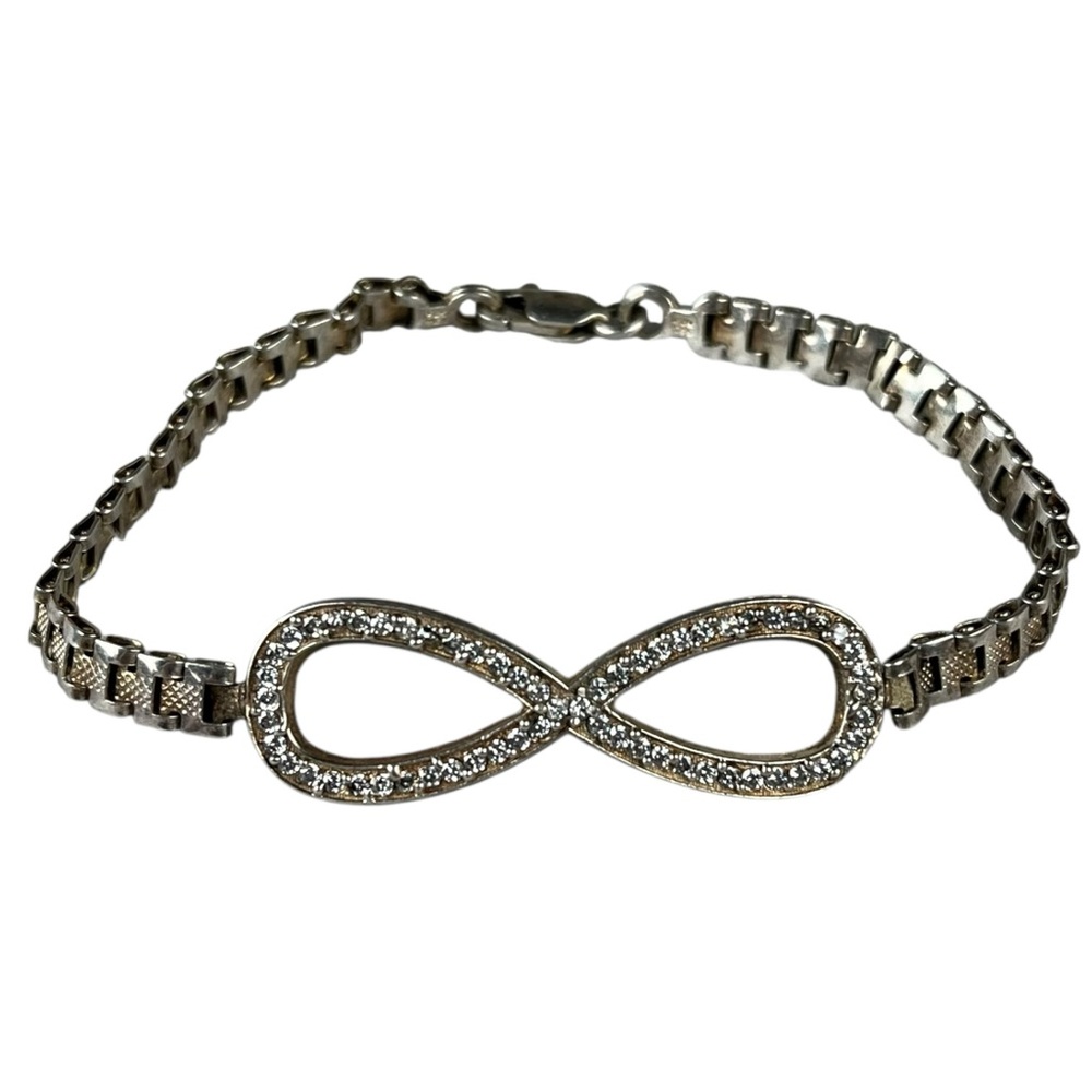 Sterling Silver Infinity Forever Bracelet 925 Mexico | 7.5” Sparkle | 9.14 grams